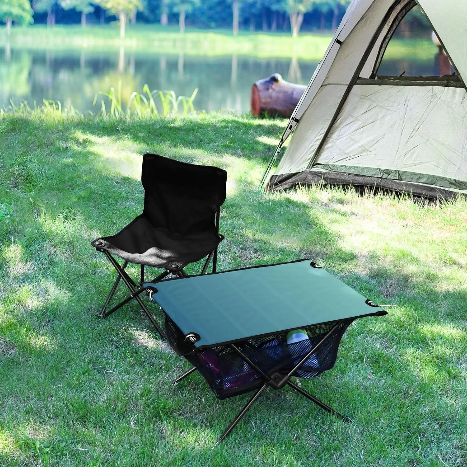 Emelivor Blue Gradient Folding Camping Table Portable Beach Table with Carry Bag Small Camp Table for Picnic Camping Outdoor Travel Hiking