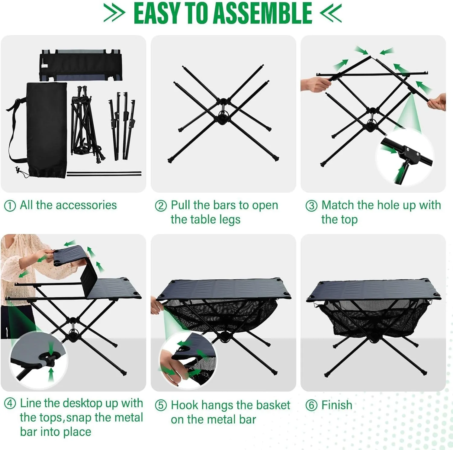 Emelivor Blue Grey Gradient Folding Camping Table Portable Beach Table with Carry Bag Small Collapsible Table for Camping Fishing Picnic Garden Outdoor