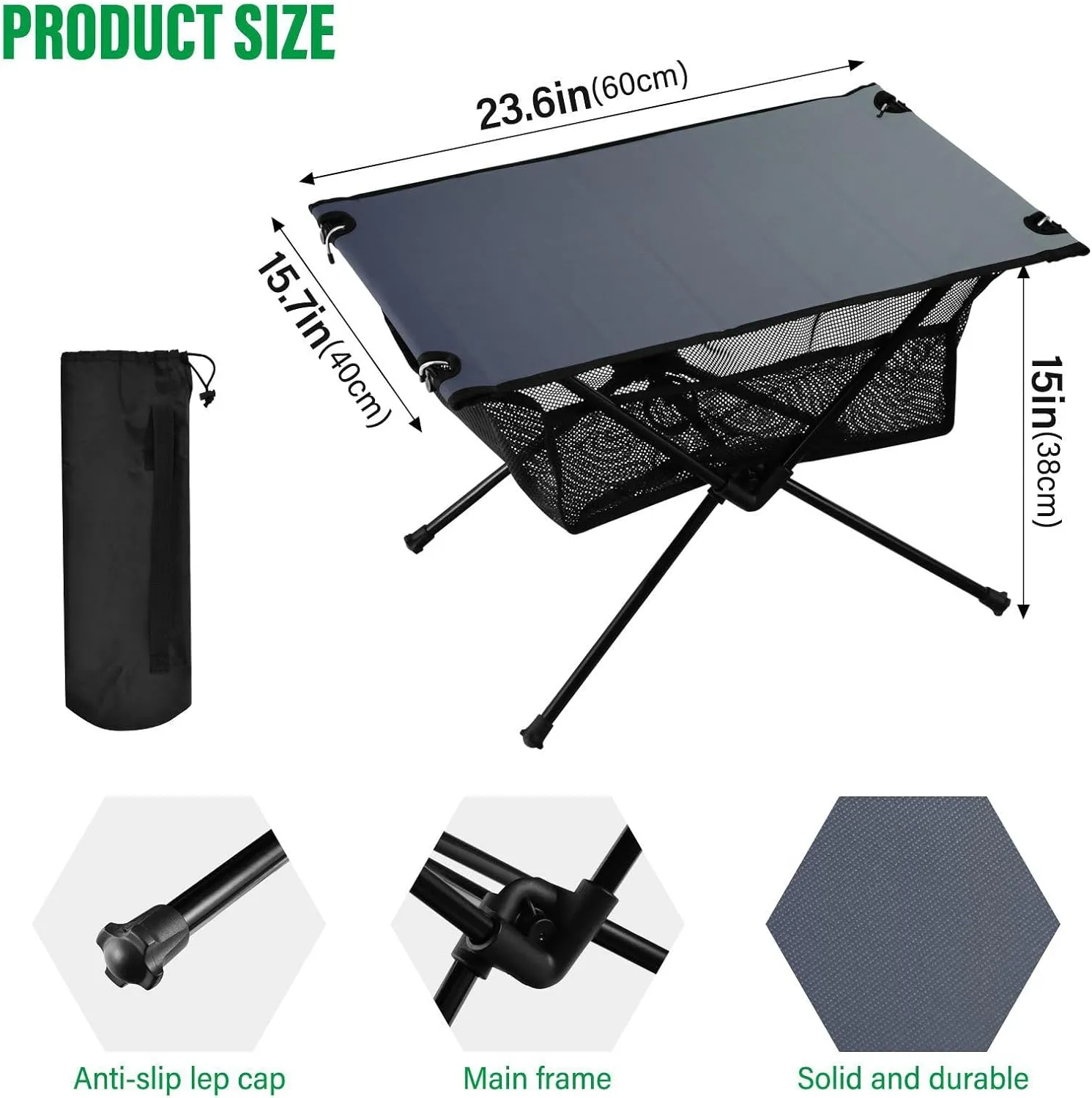 Emelivor Blue Grey Gradient Folding Camping Table Portable Beach Table with Carry Bag Small Collapsible Table for Camping Fishing Picnic Garden Outdoor