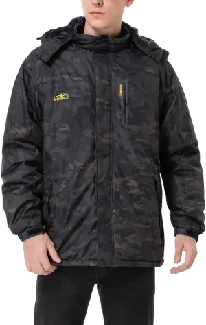 EQUICK Men's Waterproof Ski Jacket Fleece Windproof Mountain Winter Snow Jacket Warm Outdoor Sports Rain Coat with Hooded