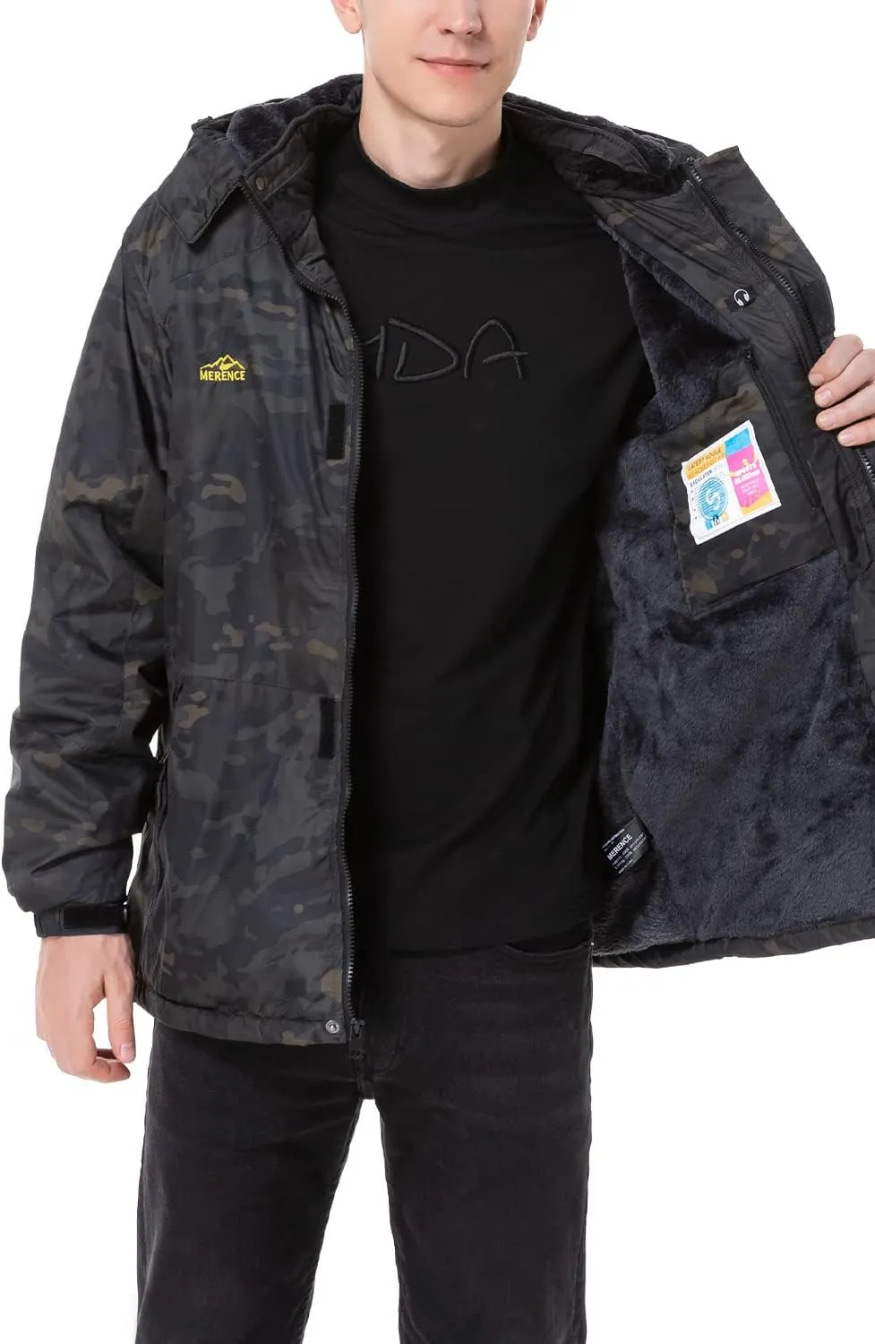 EQUICK Men's Waterproof Ski Jacket Fleece Windproof Mountain Winter Snow Jacket Warm Outdoor Sports Rain Coat with Hooded