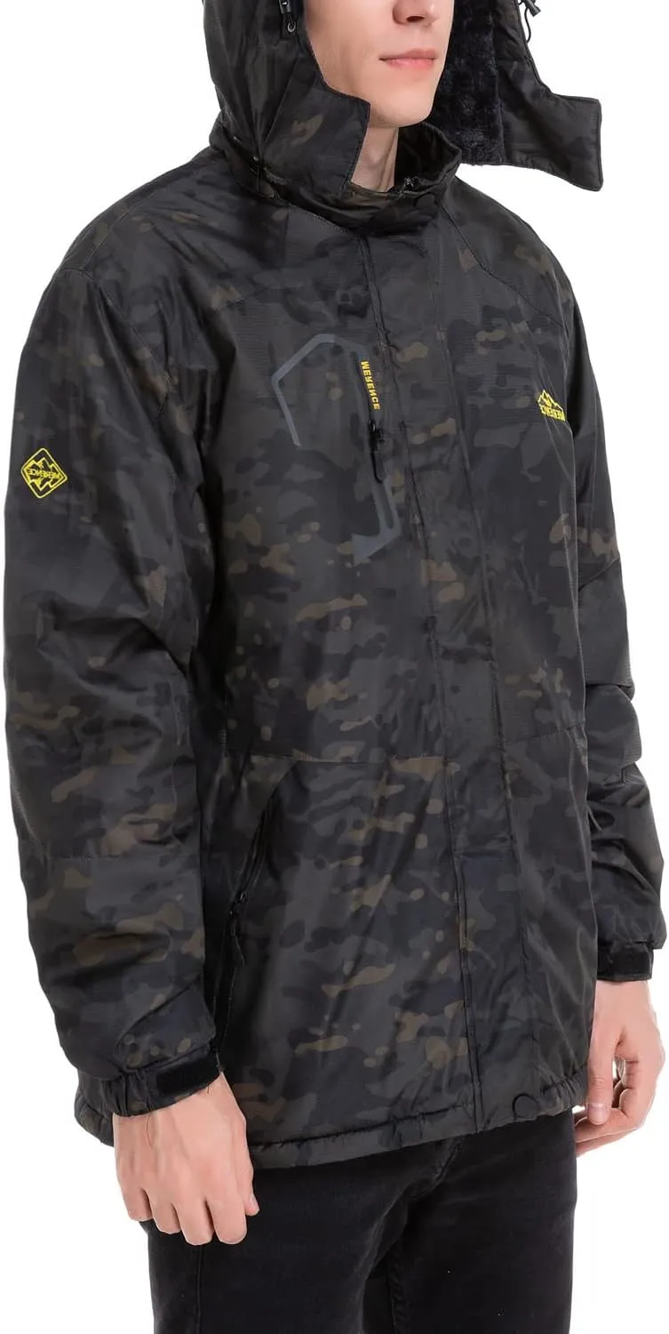 EQUICK Men's Waterproof Ski Jacket Fleece Windproof Mountain Winter Snow Jacket Warm Outdoor Sports Rain Coat with Hooded
