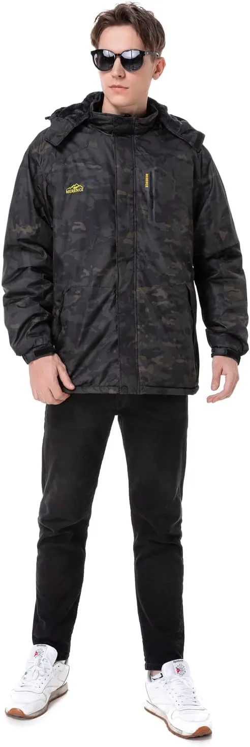 EQUICK Men's Waterproof Ski Jacket Fleece Windproof Mountain Winter Snow Jacket Warm Outdoor Sports Rain Coat with Hooded