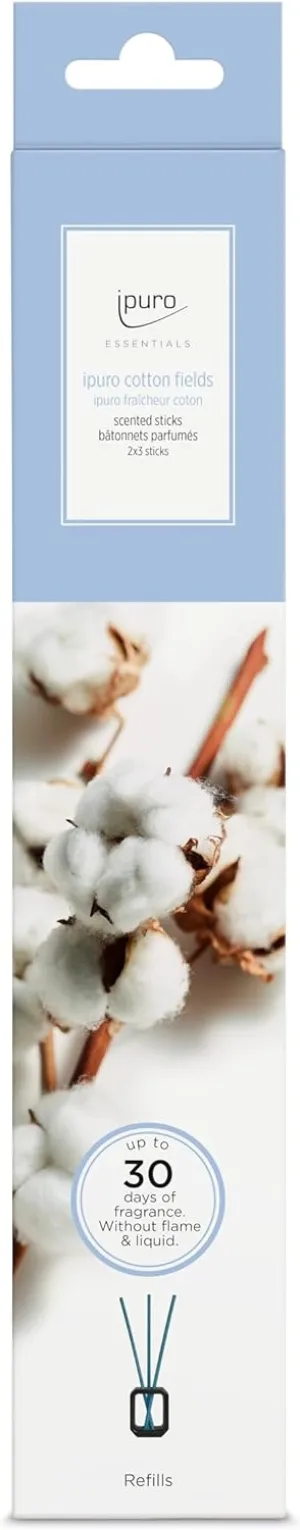 Essentials Scented Stick Cotton Fields - Room Fragrance Sticks with Gentle, Powdery Fragrance and a Touch of Vanilla - Wooden Fragrance Sticks without Liquid - Room Freshener - Room Fragrance