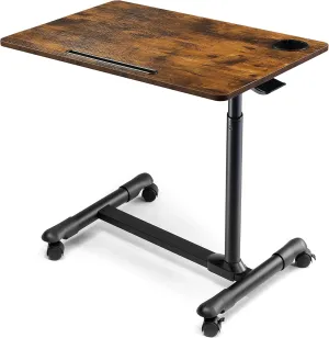 ETHU Overbed Table with Wheels, Upgrade Adjustable Hospital Bed Table, Rolling Tray Table, Overbed Bedside Rolling Laptop Table for Home & Medical