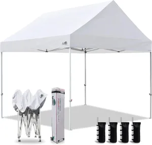 Eurmax USA Patented 10x10 Pop Up Canopy Tent Party Tent Commercial Instant Canopies Shelter with Heavy Duty Roller Bag,Bonus 4 Sand Bags