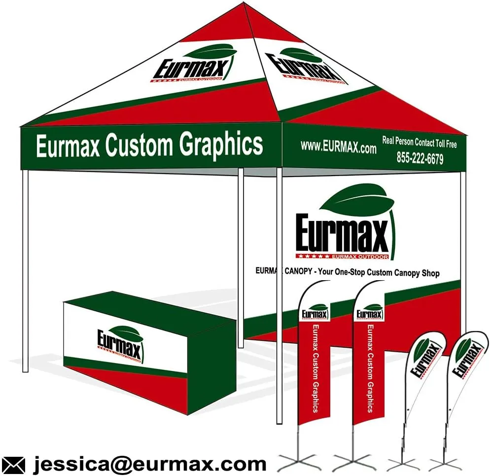 Eurmax USA Premium 10'x10' Pop-up Canopy Tent Party Tent Commercial Instant Canopies Shelter with Removable Sidewalls with Wheeled Carry Bag Bonus 4 Sand Bags(Gray)