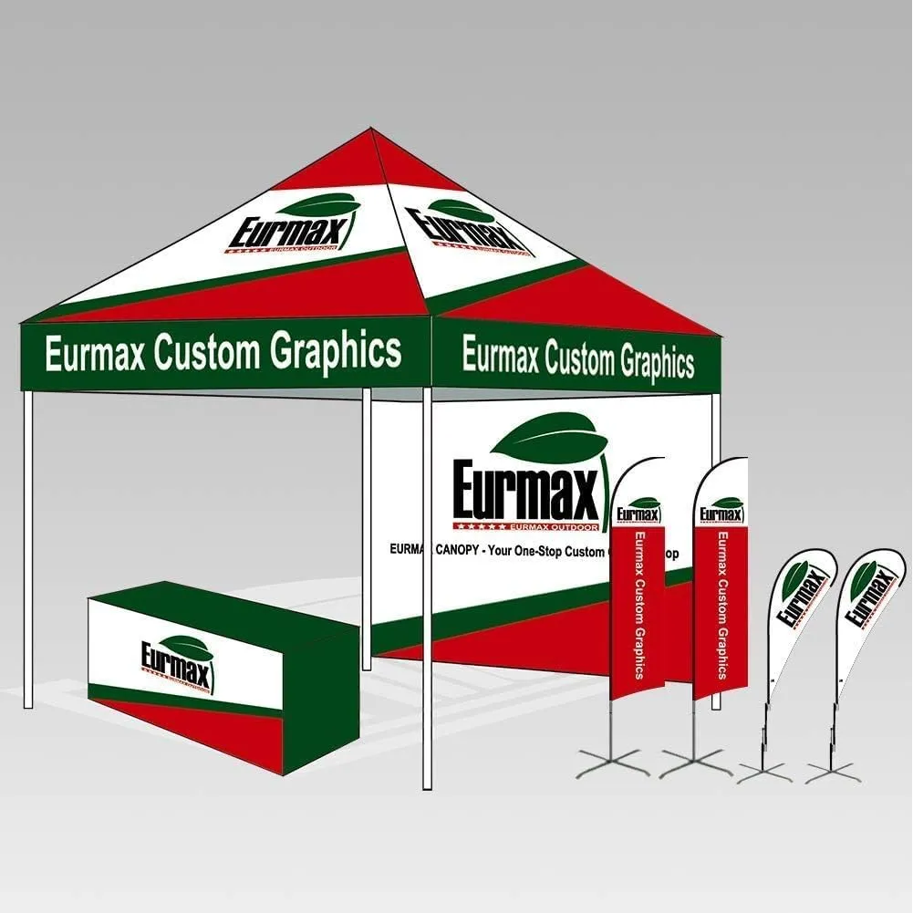 Eurmax USA Premium 10'x20' Pop-up Canopy Tent Commercial Instant Canopies Shelter with Heavy Duty Wheeled Carry Bag Bonus 4 Sand Bags(Blue)