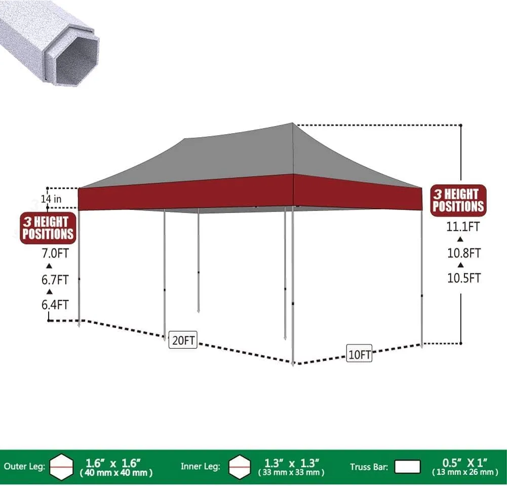 Eurmax USA Premium 10'x20' Pop-up Canopy Tent Commercial Instant Canopies Shelter with Heavy Duty Wheeled Carry Bag Bonus 4 Sand Bags(Blue)