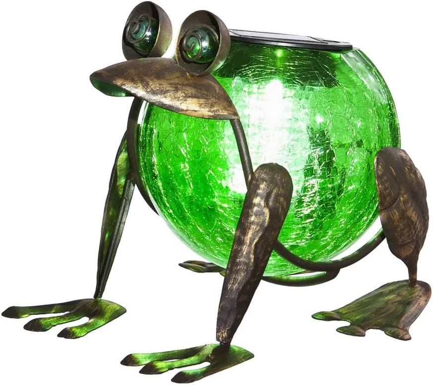 Evergreen Garden Quirky Solar Frog Lantern Outdoor Décor for Your Lawn and Garden