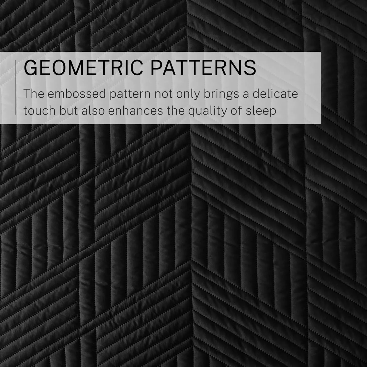 Exclusivo Mezcla Ultrasonic Full Queen Quilt Bedding Set, Lightweight Black Bedspreads Soft Modern Geometric Coverlet Set for All Seasons (1 Quilt and 2 Pillow Shams)