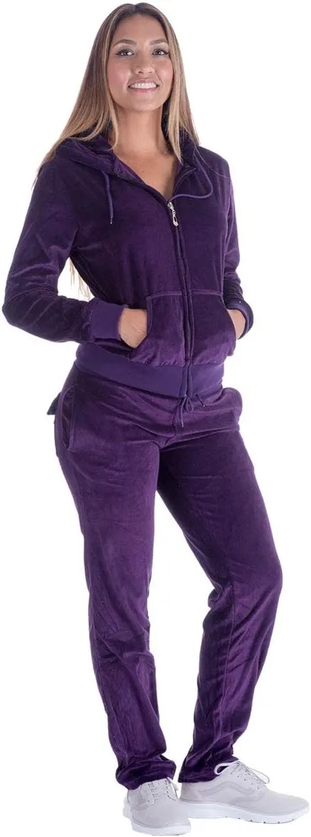 Facitisu Tracksuit for Women Set 2 Piece Joggers Velour Jogging Sweat Outfits Hoodie and Sweatpants Set