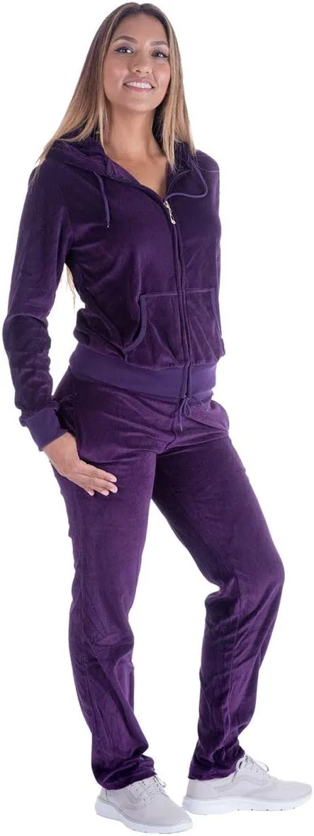 Facitisu Tracksuit for Women Set 2 Piece Joggers Velour Jogging Sweat Outfits Hoodie and Sweatpants Set