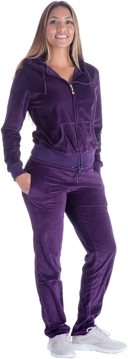 Facitisu Tracksuit for Women Set 2 Piece Joggers Velour Jogging Sweat Outfits Hoodie and Sweatpants Set