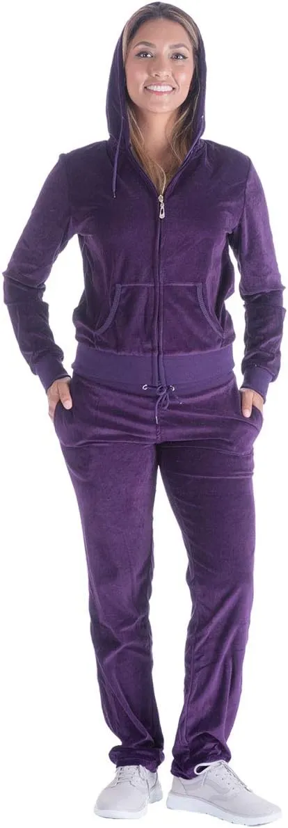Facitisu Tracksuit for Women Set 2 Piece Joggers Velour Jogging Sweat Outfits Hoodie and Sweatpants Set