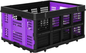 FAHKNS 60L Portable Collapsible Storage Bins,Large Capacity Foldable Milk Crates,Heavy Duty Storage Container for Bethroom,Office,Outdoor,Warehouse,Garden,Toys,Foldable Utility Crates for Organizing