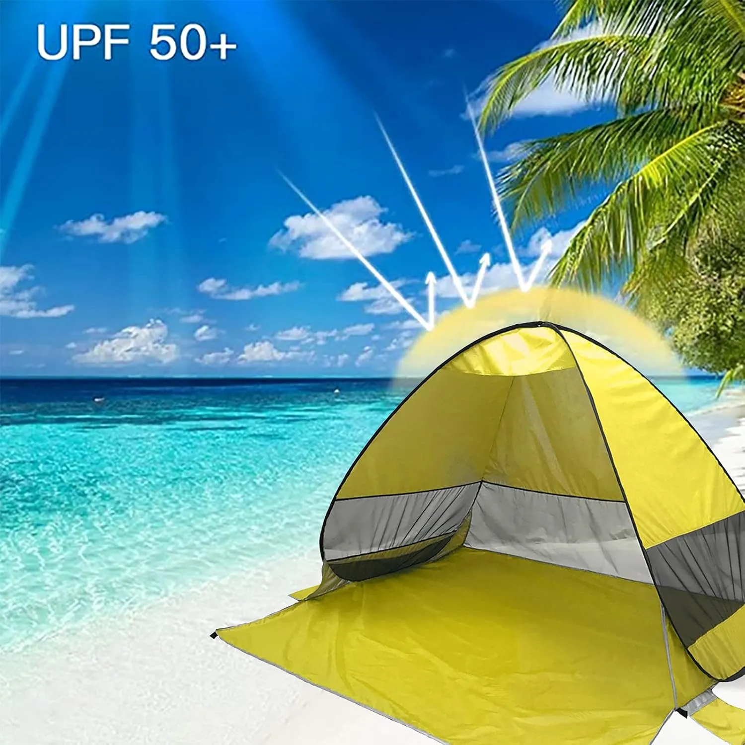 Family Beach Tent and Sun Shade UV50 Cabana Shelter, Camping,Hiking,Fishing,Lightweight, Portable,Breathable,and Windproof,Collapsible