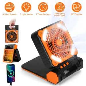 Fan Camping GPCT5319 Portable With Emergency for Modes Operated Travel Battery 3 3 Referral discount with Lantern Bank Fan Timers Hiking 5200mAh Rechargeable Light Solar Wind Power 4 Fishing Speeds Sale ends today LED