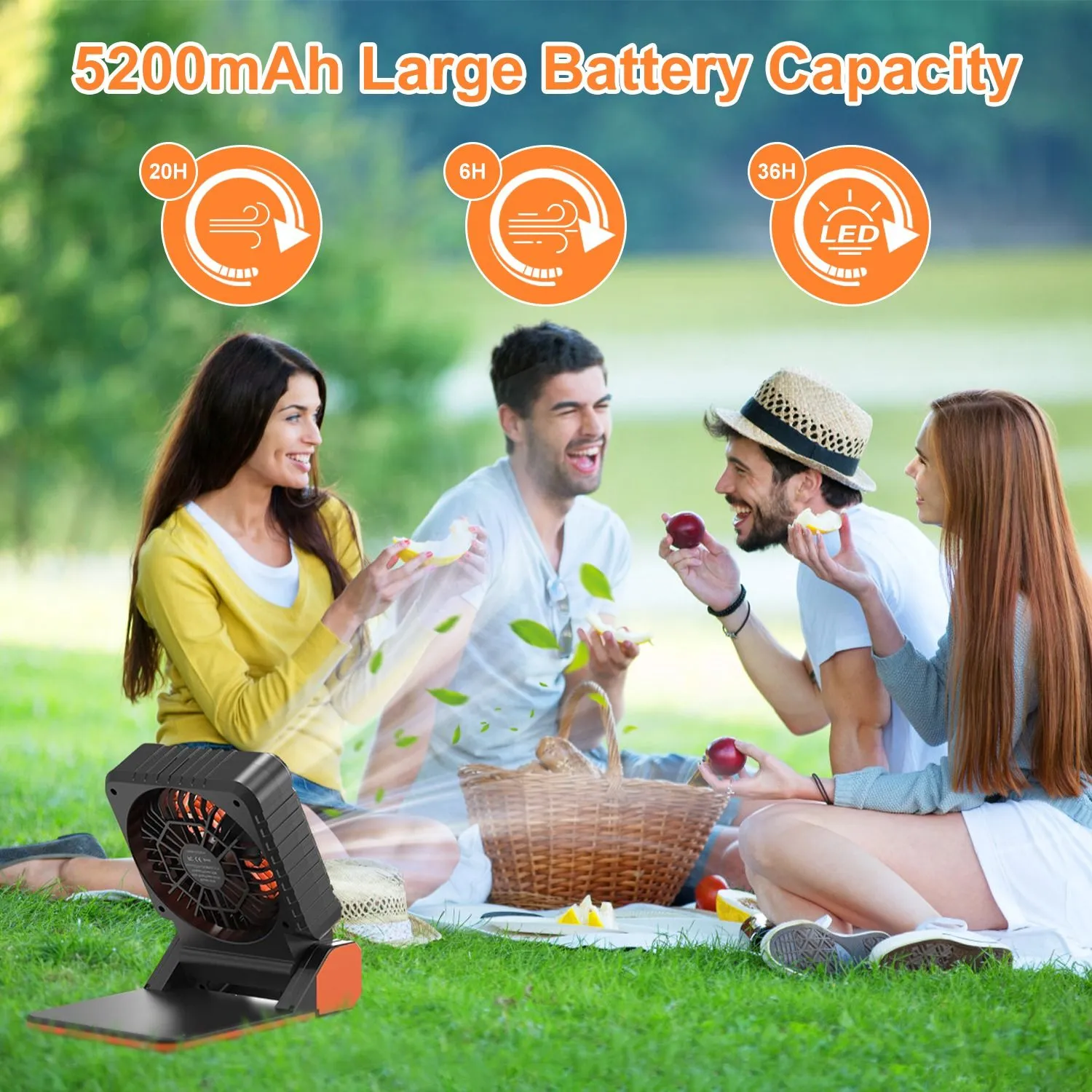 Fan Camping GPCT5319 Portable With Emergency for Modes Operated Travel Battery 3 3 Referral discount with Lantern Bank Fan Timers Hiking 5200mAh Rechargeable Light Solar Wind Power 4 Fishing Speeds Sale ends today LED