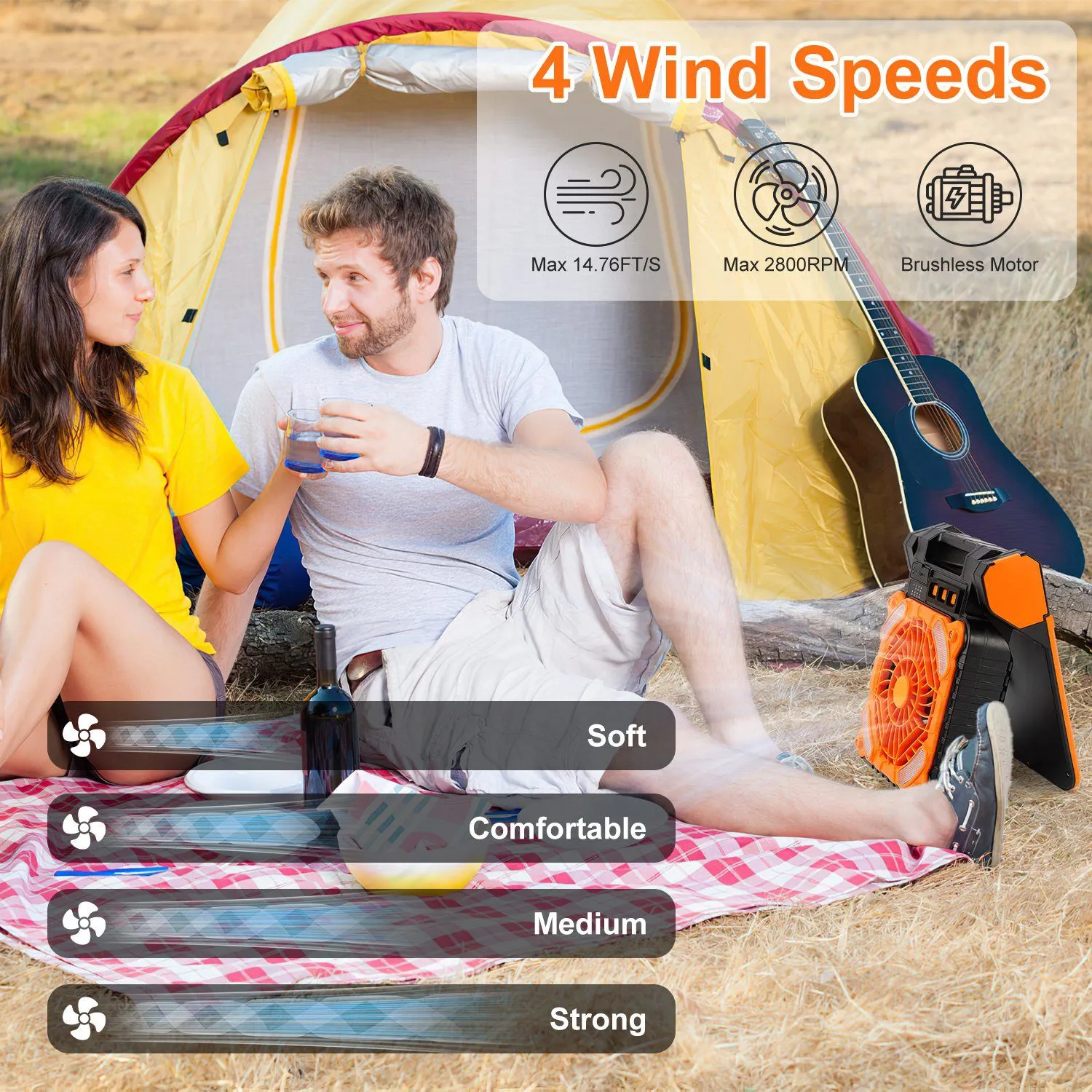Fan Camping GPCT5319 Portable With Emergency for Modes Operated Travel Battery 3 3 Referral discount with Lantern Bank Fan Timers Hiking 5200mAh Rechargeable Light Solar Wind Power 4 Fishing Speeds Sale ends today LED