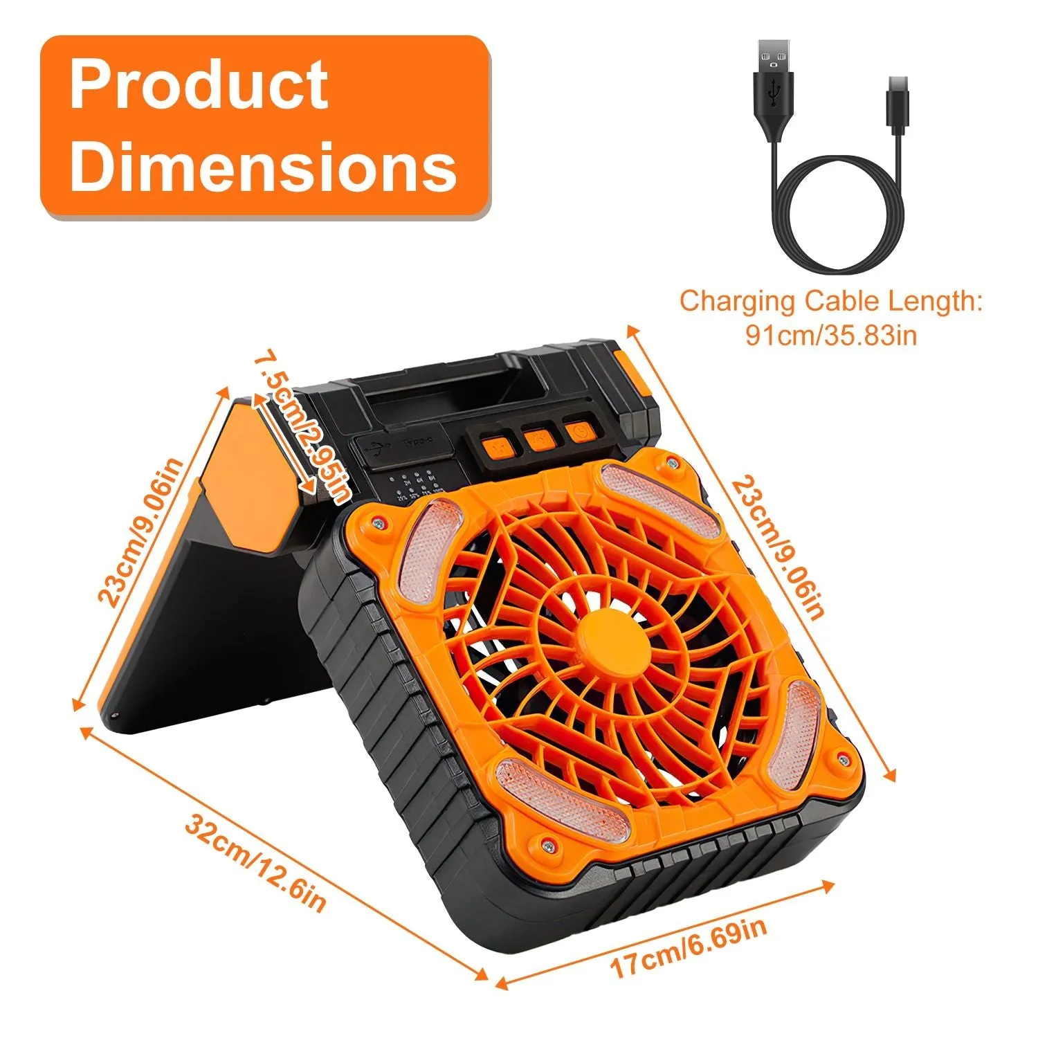 Fan Camping GPCT5319 Portable With Emergency for Modes Operated Travel Battery 3 3 Referral discount with Lantern Bank Fan Timers Hiking 5200mAh Rechargeable Light Solar Wind Power 4 Fishing Speeds Sale ends today LED