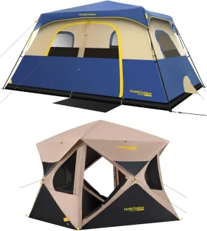 FanttikOutdoor Alpha C4 Ultra Camping Tent 4 Person Pop Up &Zeta C8 Pro Camping Tent