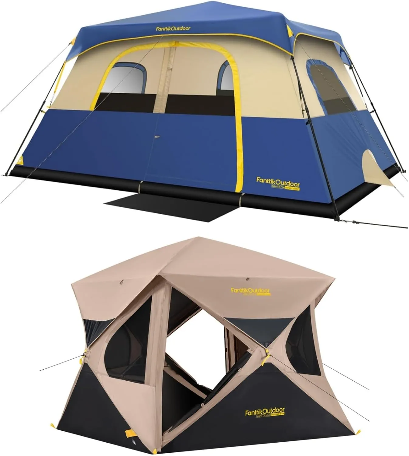FanttikOutdoor Alpha C4 Ultra Camping Tent 4 Person Pop Up &Zeta C8 Pro Camping Tent