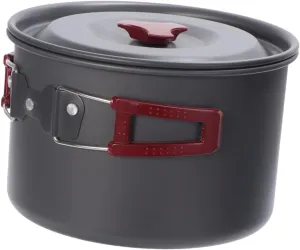 FAVOMOTO 1pcs Outdoor Cooking Pot Set Lightweight Alloy Single Camping Cooker for Hiking Picnics and Outdoor Activities Portable Design with Handle Cover No Harmful Coating Grey