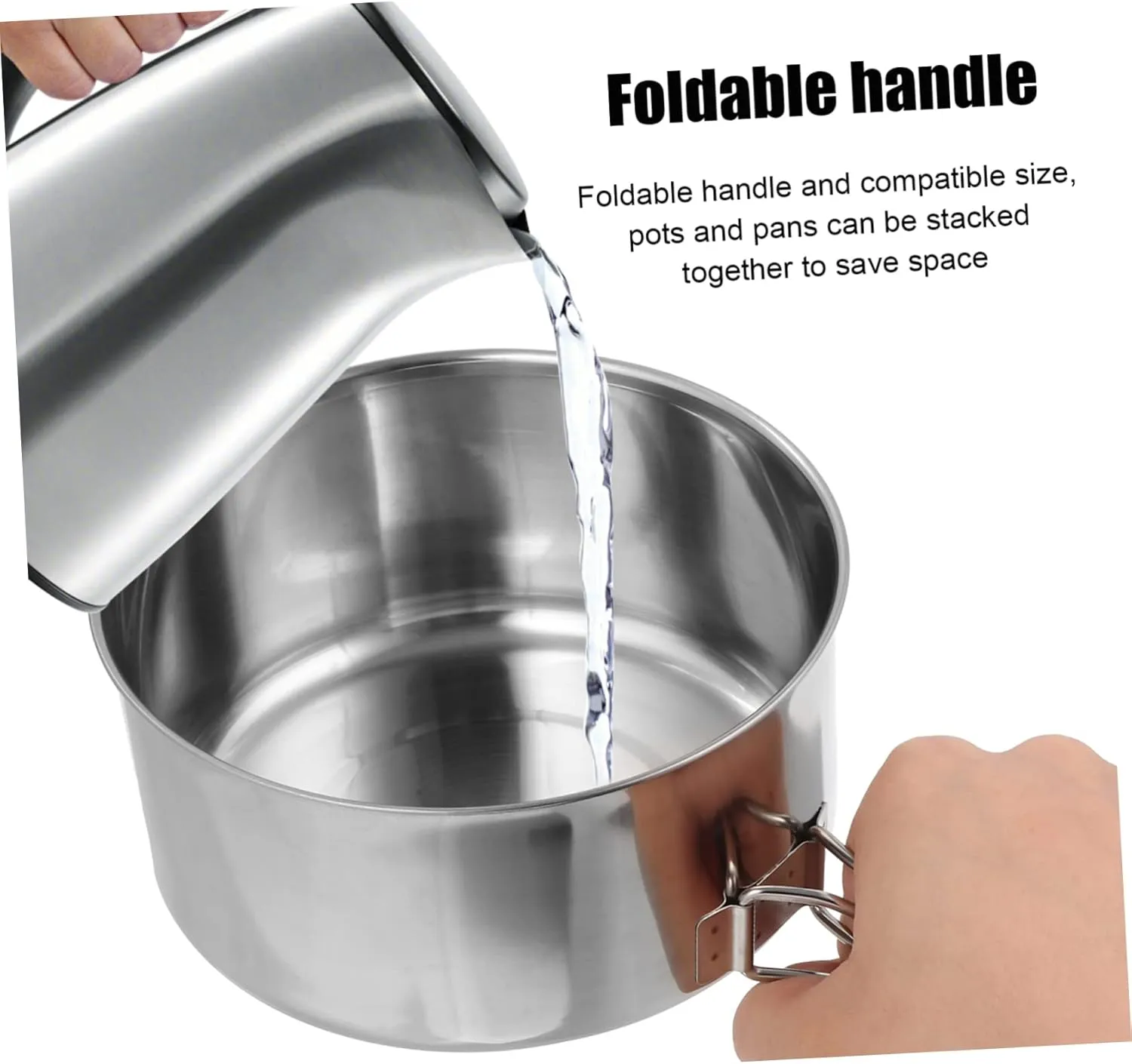 FAVOMOTO Stainless Steel Cooking Utensils Camping Pot Camper Stackable Camp Cookware Pan Outdoor Portable Camping