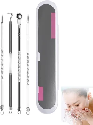 Fecong Tweezers, Stainless Steel Blackhead Removal Kit, Blackhead Extractor, Steel Tool Set, Women's Eyelash Extractor, Thin Curved, Suitable for Jewelry Tweezers