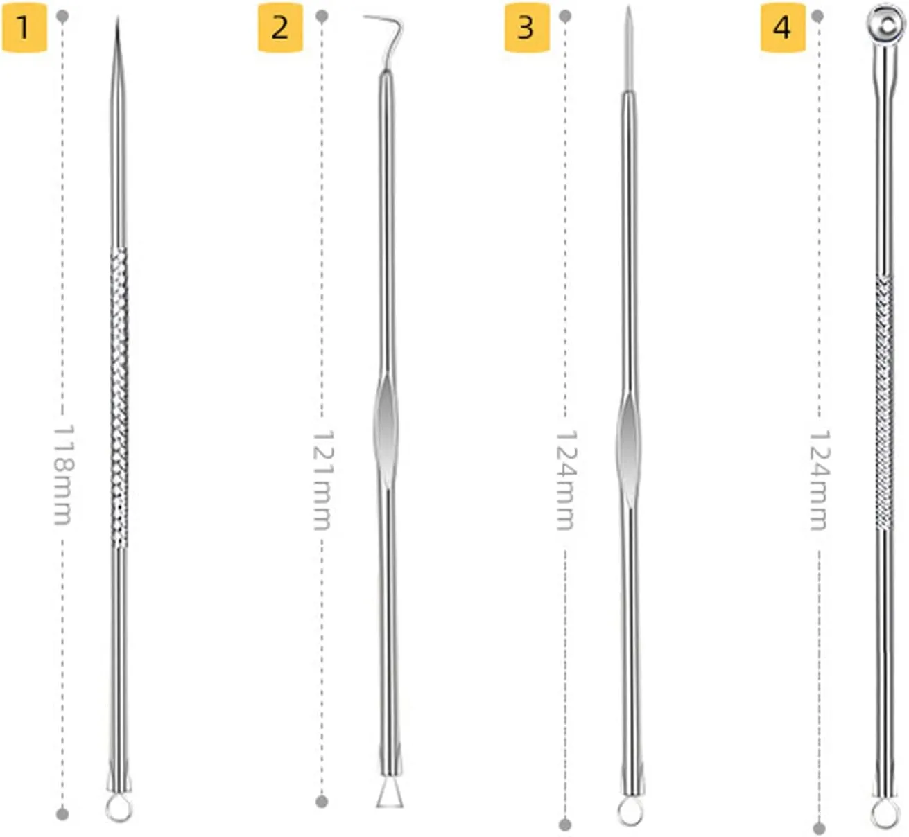 Fecong Tweezers, Stainless Steel Blackhead Removal Kit, Blackhead Extractor, Steel Tool Set, Women's Eyelash Extractor, Thin Curved, Suitable for Jewelry Tweezers