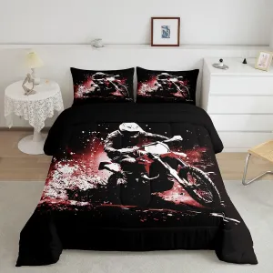 Feelyou Dirt Bike Queen Size Comforter Set for Kids Boys Girls Decor Motorbike Comforter Cover Breathable Soft Lightweight Microfiber Racing Motocross Rider Cool Motocross Bedroom Decor Quilt Set