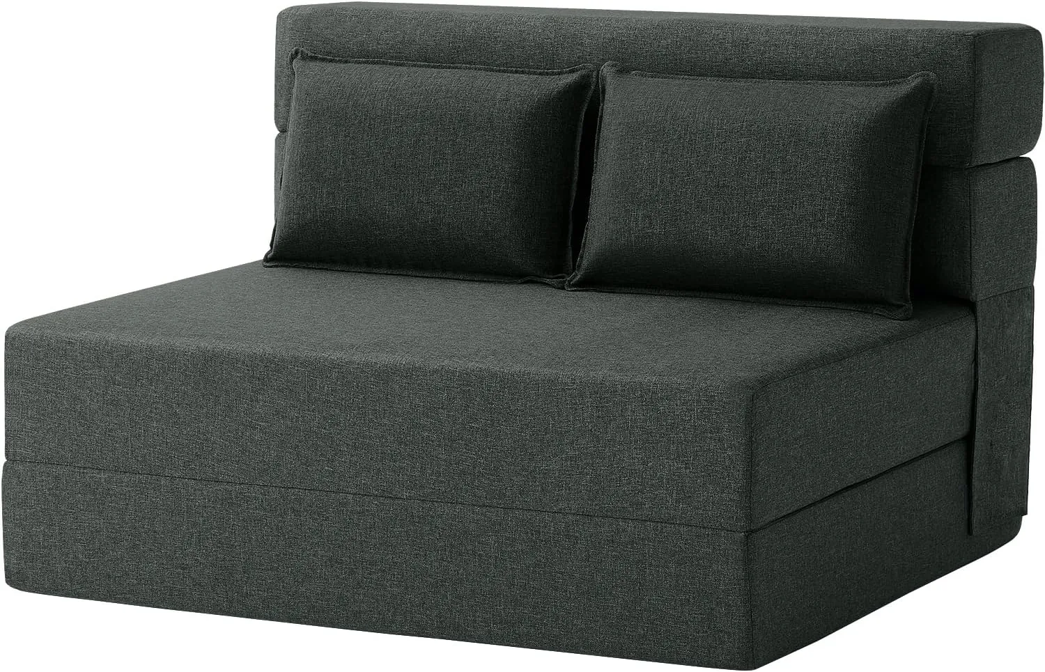 FILUXE Convertible Folding Sofa Bed - Sleeper Chair with Pillow, Modern Linen Fabric Floor & Futon Couch, Foldable Mattress for Living Room/Dorm/Guest/Home Office/Apartment, Standard Size, Dark Gray
