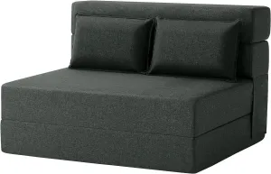 FILUXE Convertible Folding Sofa Bed - Sleeper Chair with Pillow, Modern Linen Fabric Floor & Futon Couch, Foldable Mattress for Living Room/Dorm/Guest/Home Office/Apartment, Standard Size, Dark Gray