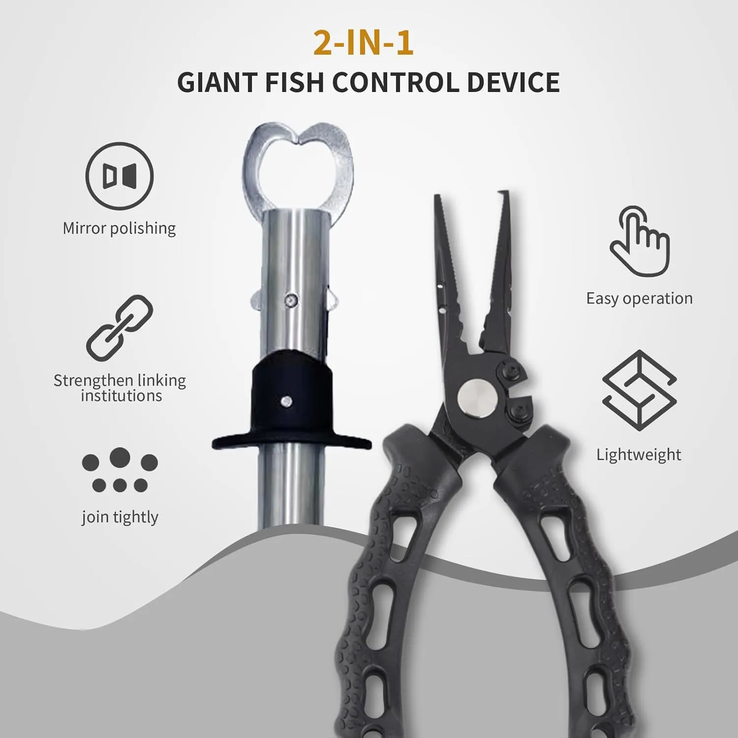 Fishing Tool Kit 7 Piece Pliers, Fillet Knife, Hook Remover, Split Ring Plier, Lip Gripper, Scissors and Retractor for Saltwater and Freshwater