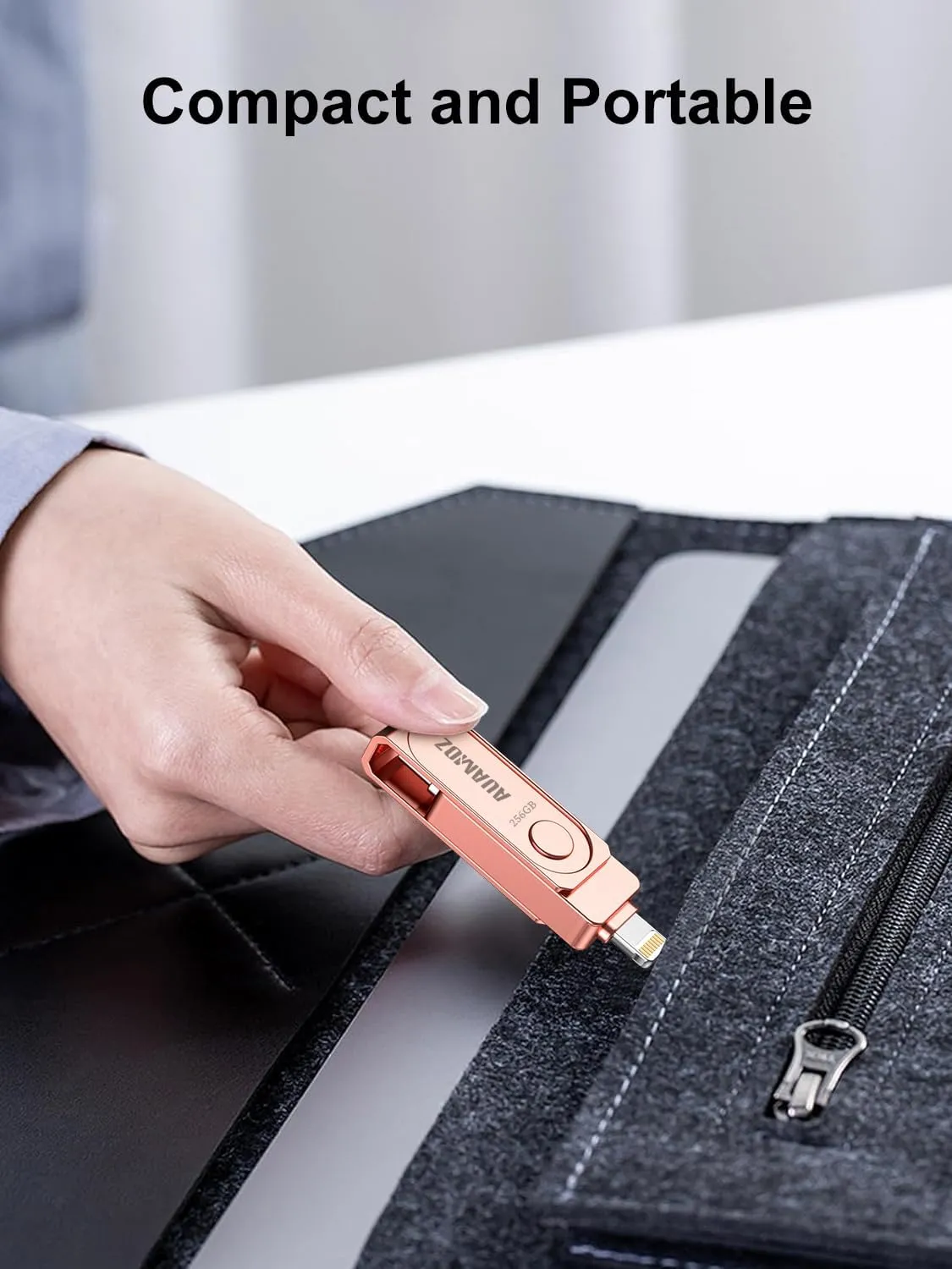 Flash Drives 256GB Intended for iPhone iPad, Memory Stick Storage for Photos and Videos Backup, Compatible with iPhone iPad Android and Computers (Rose Gold)