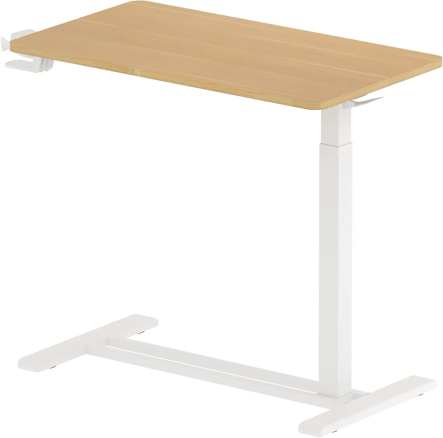 FLEXISPOT Adjustable C Table with Wheels, Mobile Snack Side End Table Sofa Couch Bedside Table Laptop Rolling Cart TV Tray Night Stand Small Space Side Table,(27.6" W x 15.7" D,Maple)