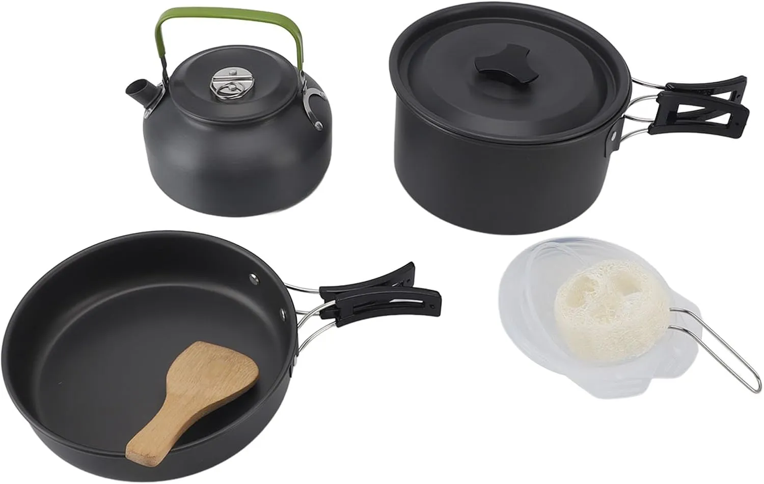 FLEXMAN Camping Cookware Set, Portable Nonstick Pot Pan Spoon Camping Cookware Mess Kit with Folding Camping Stove for Camping Backpacking Outdoor Picnic
