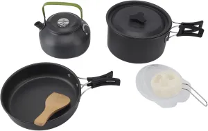 FLEXMAN Camping Cookware Set, Portable Nonstick Pot Pan Spoon Camping Cookware Mess Kit with Folding Camping Stove for Camping Backpacking Outdoor Picnic