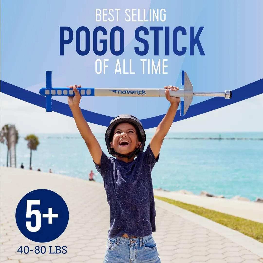 Flybar Maverick Pogo Stick for Kids Ages 5 , 40 to 80 Pounds, Perfect for Beginners, Easy Grip Handles, Anti-Slip Pegs, Outdoor Toys for Boys and Girls
