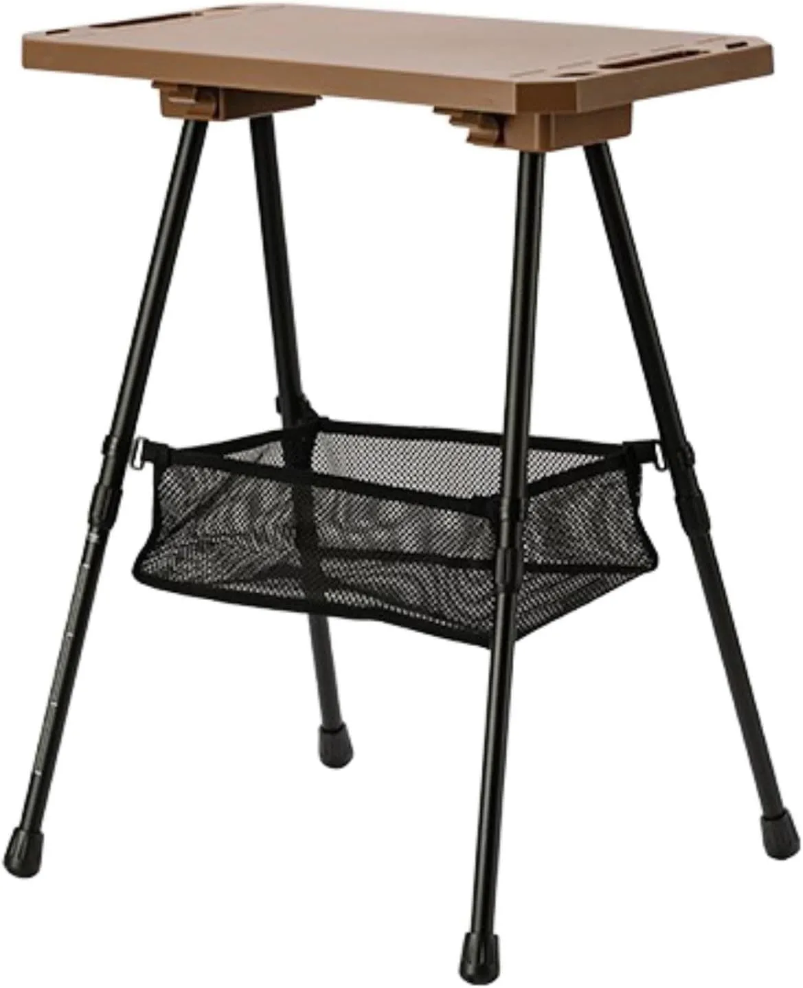Foldable Camping Table Desk Furniture Portable with Adjustable Legs with Mesh Pocket for Garden BBQ Kitchen Yard Tailgating, Khaki