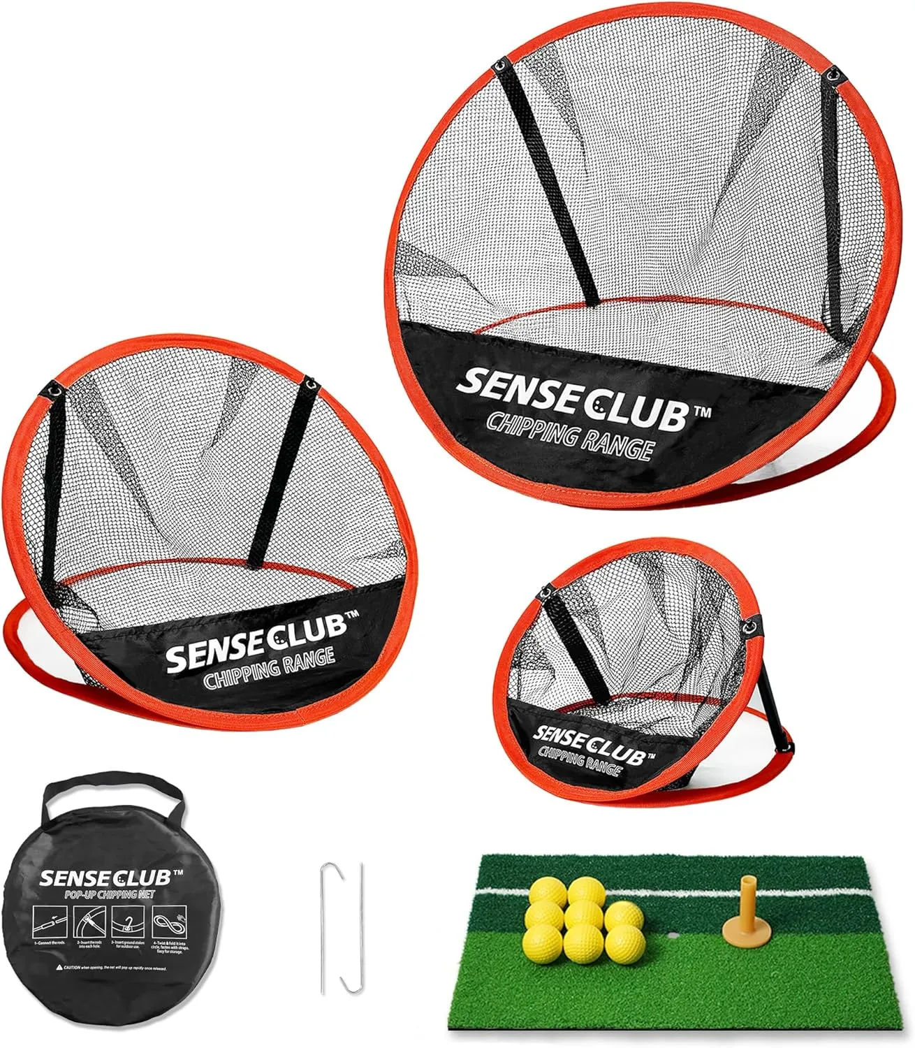 Foldable Chipping Net with Mat & Balls, Indoor Golf Practice Chipping Target, Backyard Golf Game & Gifts