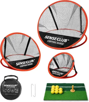 Foldable Chipping Net with Mat & Balls, Indoor Golf Practice Chipping Target, Backyard Golf Game & Gifts