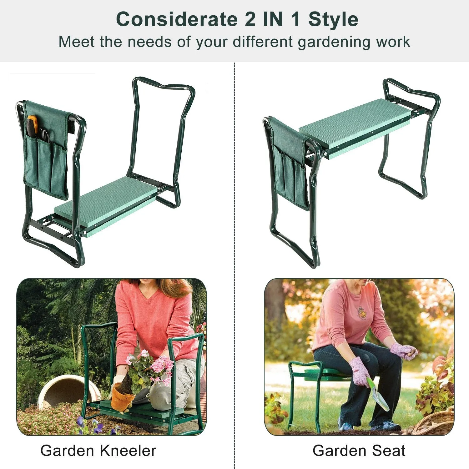 Foldable Garden Kneeler Seat Pouch
