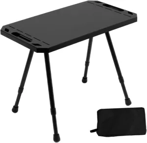 Foldable Outdoor Table, Portable, Height Adjustable, Camping Furniture for on The Go, Black