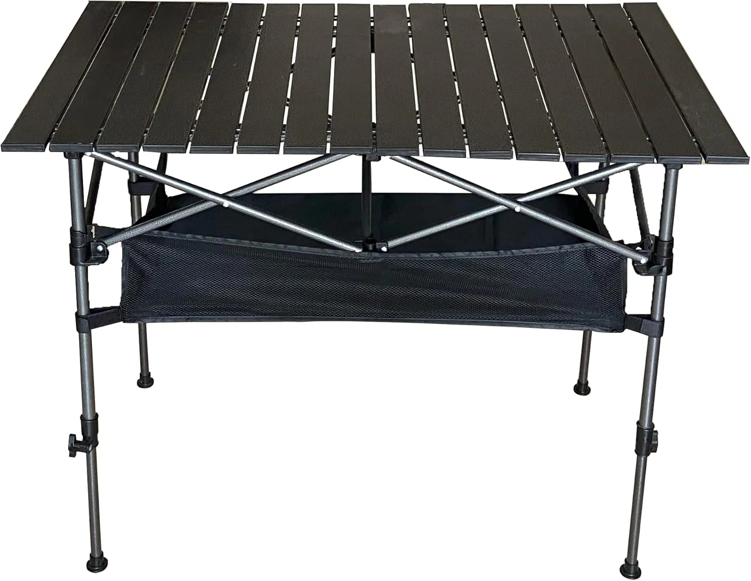 Foldable Portable Camping Table with 4 Folding Camping Chairs, Storage Net, Carrying Bag/Aluminum Beach Table for Sand, Picnic Table - 37in Length， 20in-28in Adjustable Height