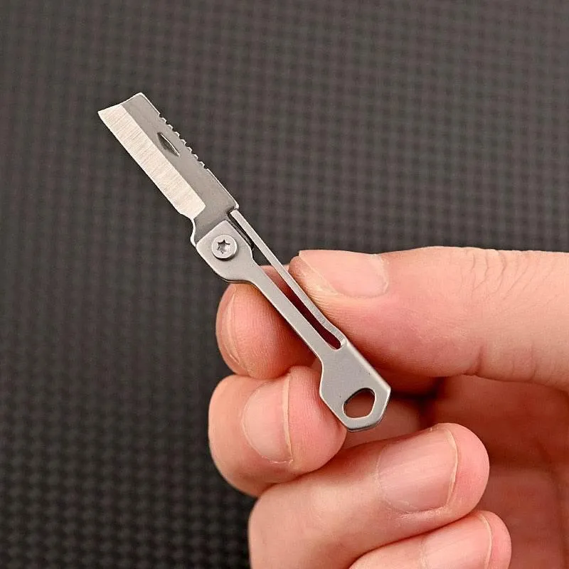 Foldable Stainless Steel Camping Knife - Pocket-Sized Portable Tool