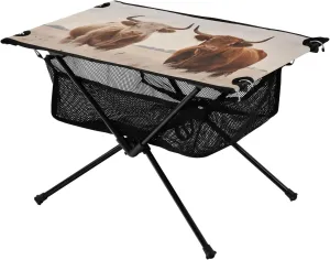 Foldable Table Outdoor Rattlesnake Prairie Brown Adjustable Outdoor Furniture Table with Storage Bag for Sand Outdoor Picnic