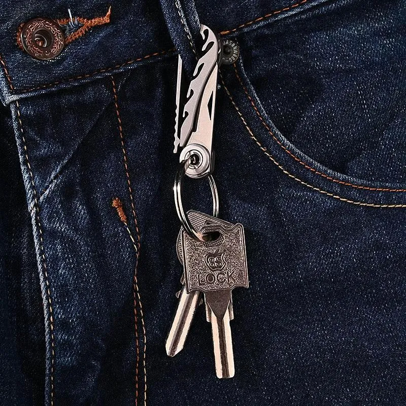 Foldable Titanium Keychain Tool - Portable Pocket Multi-Tool