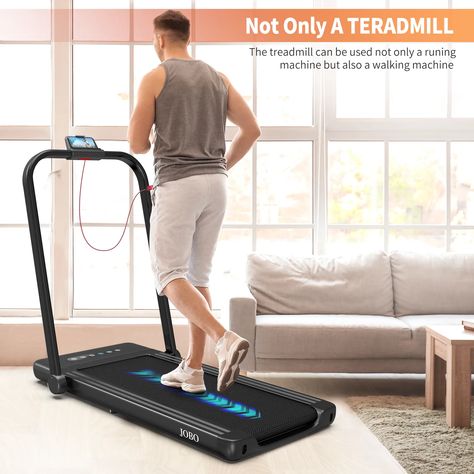 Foldable Treadmill for Home, 2 in 1 Treadmill with LED Screen